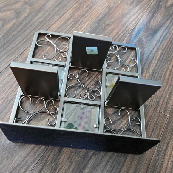 Vintage PARTYLITE Etched Glass Butterfly Tealight Pewter Easel Holder NEW! - Picture 6 of 9